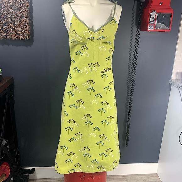 Skunkfunk Dresses & Skirts - Skunk Funk SKFK WEAR lime denim midi a-line dress